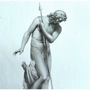 Narcissus With Spear 1834 Engraving Bacon Victorian Art Mythology DWBB3
